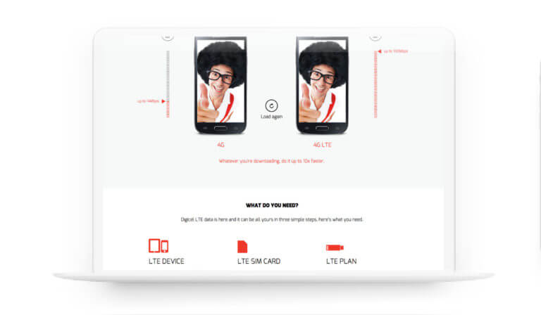 Digicel LTE Campaign - 360 Campaign. Web Design.